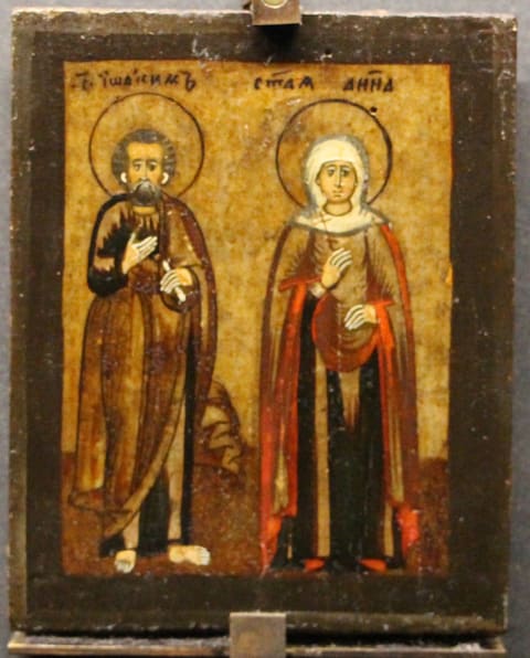 Saints Joachim and Anna, parents of the Theotokos — Russian panel icon, c. 1725–1750